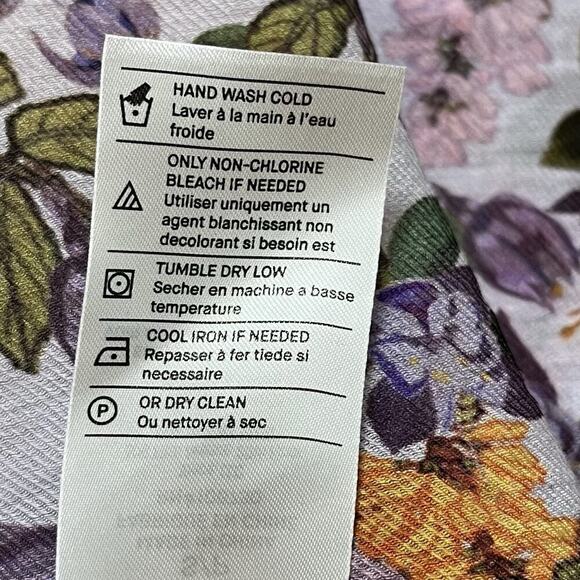 Vince Wisteria Vine Button Up Floral Blouse Size S Purple Bloomcore Office EUC - Picture 8 of 8